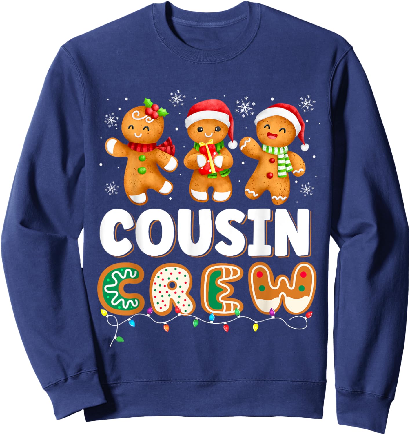 Cousin Crew Christmas Pajama Shirt Gingerbread Man Sweatshirt - Sweatshirt | Navy