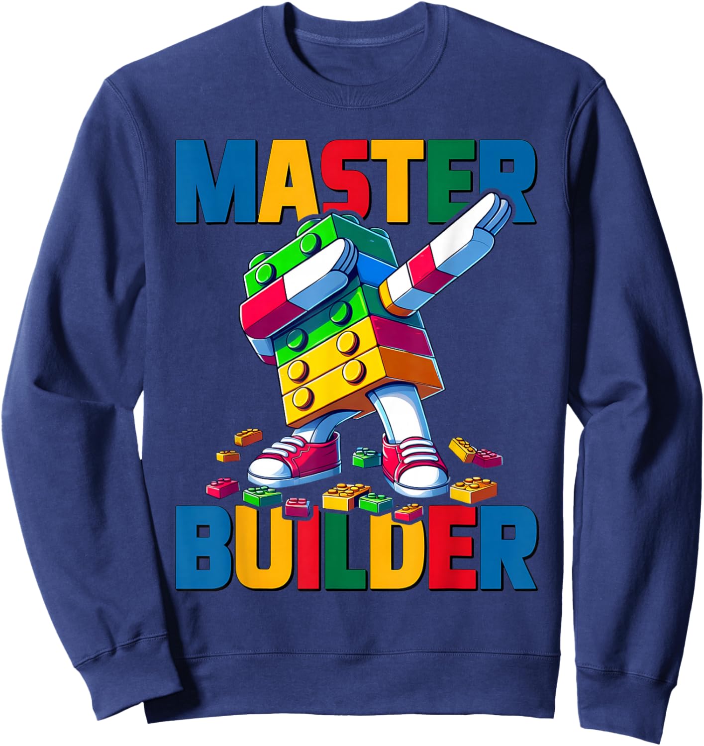 Dabbing Blocks Bricks Building Kids Boys Fun Master Builder Sweatshirt - Sweatshirt | Navy