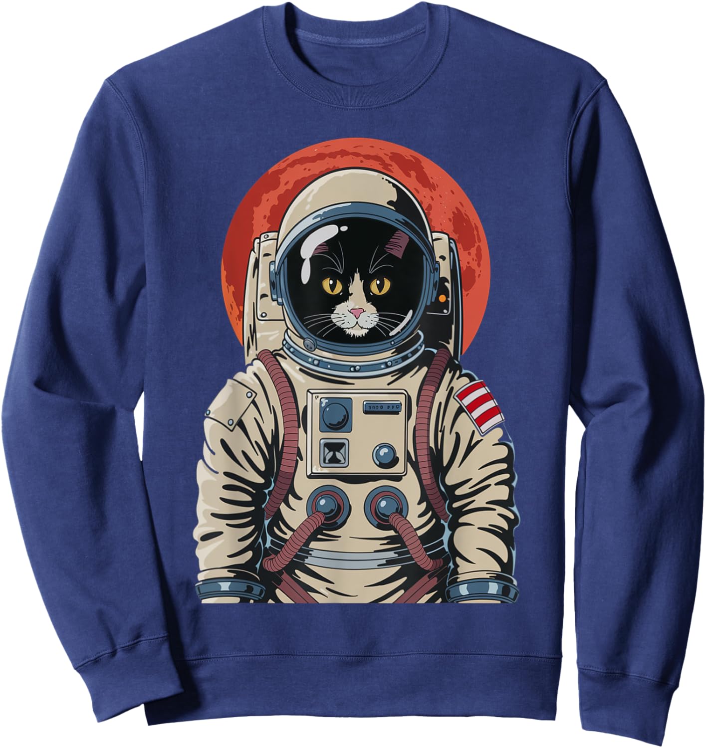 Space Cat Astronaut Helmet Graphic Cat Space Cosmic Women Kids Sweatshirt - Sweatshirt | Navy