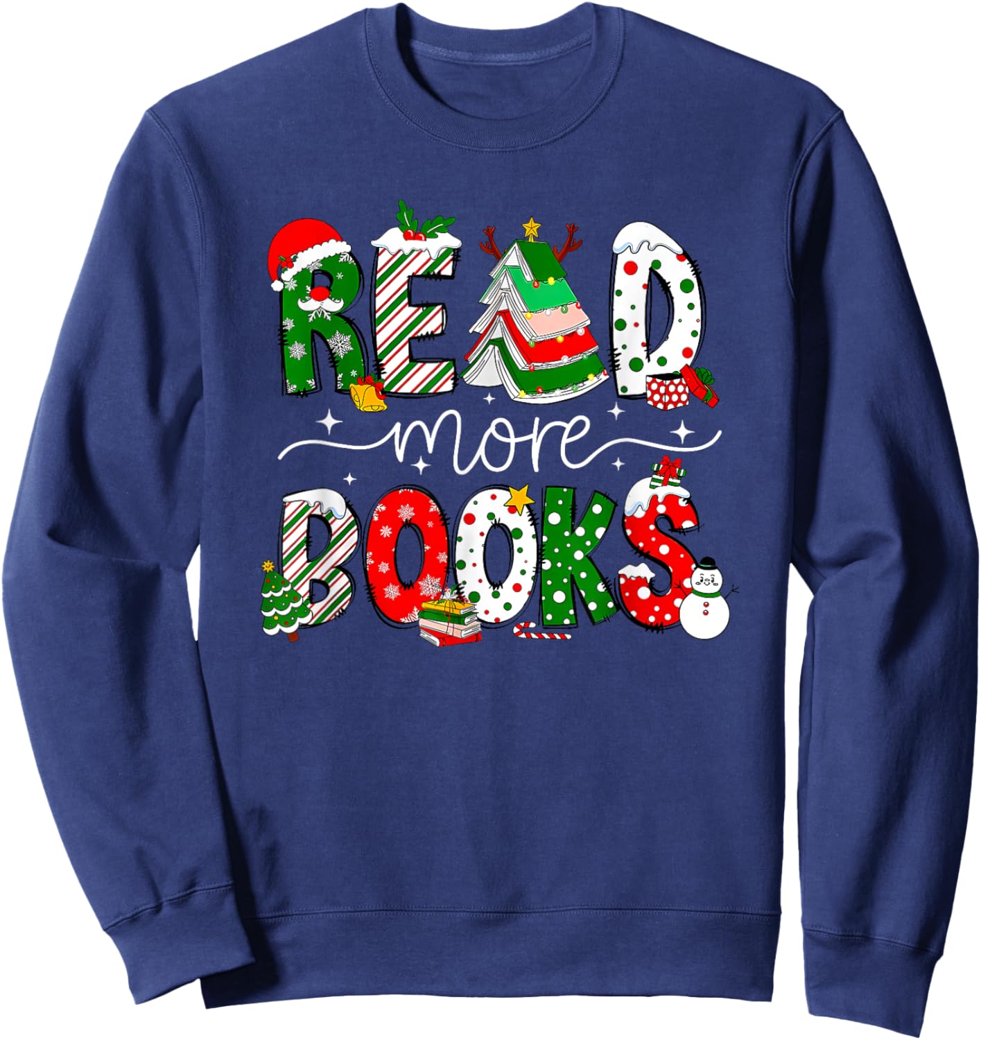 Read More Books Christmas Reading Book Sweatshirt - Sweatshirt | Navy