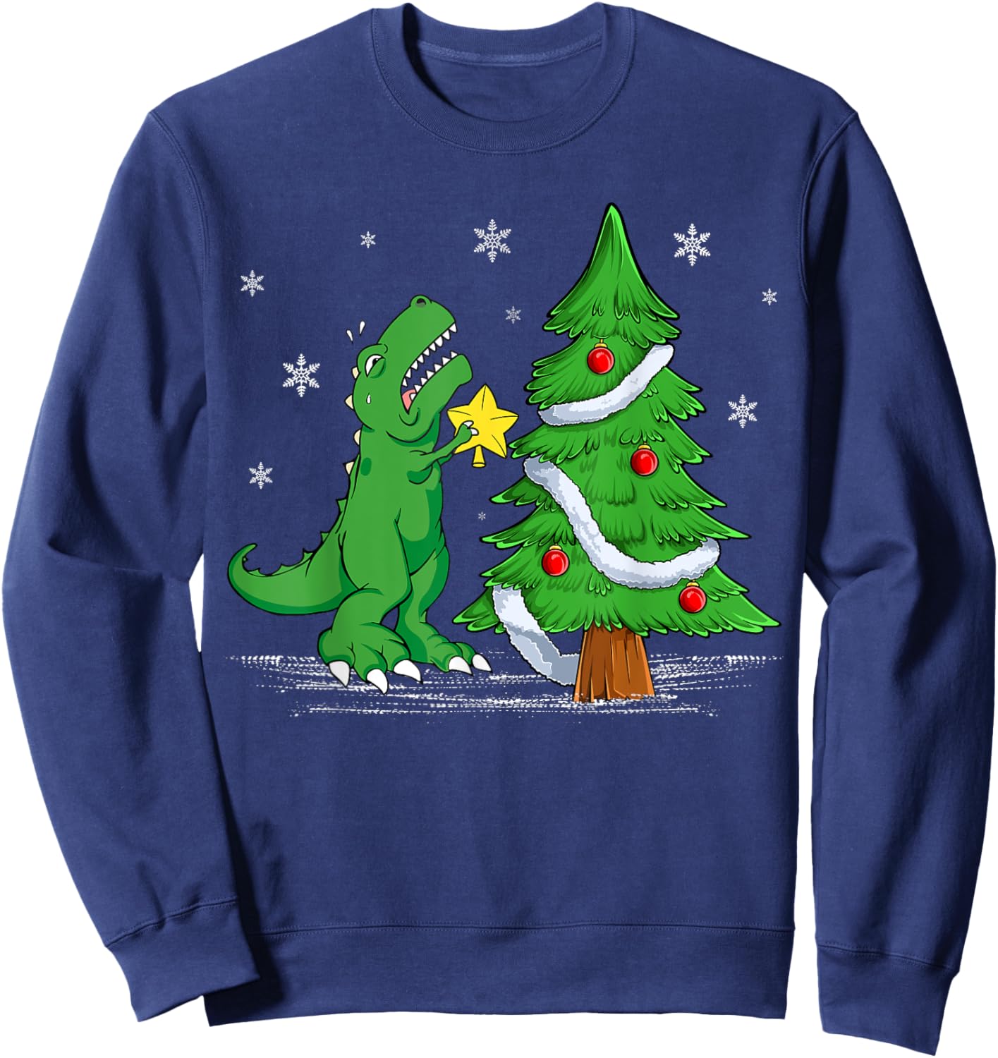 Funny Struggle Is Real Dinosaur T-Rex Dino Christmas Tree Sweatshirt - Sweatshirt | Navy