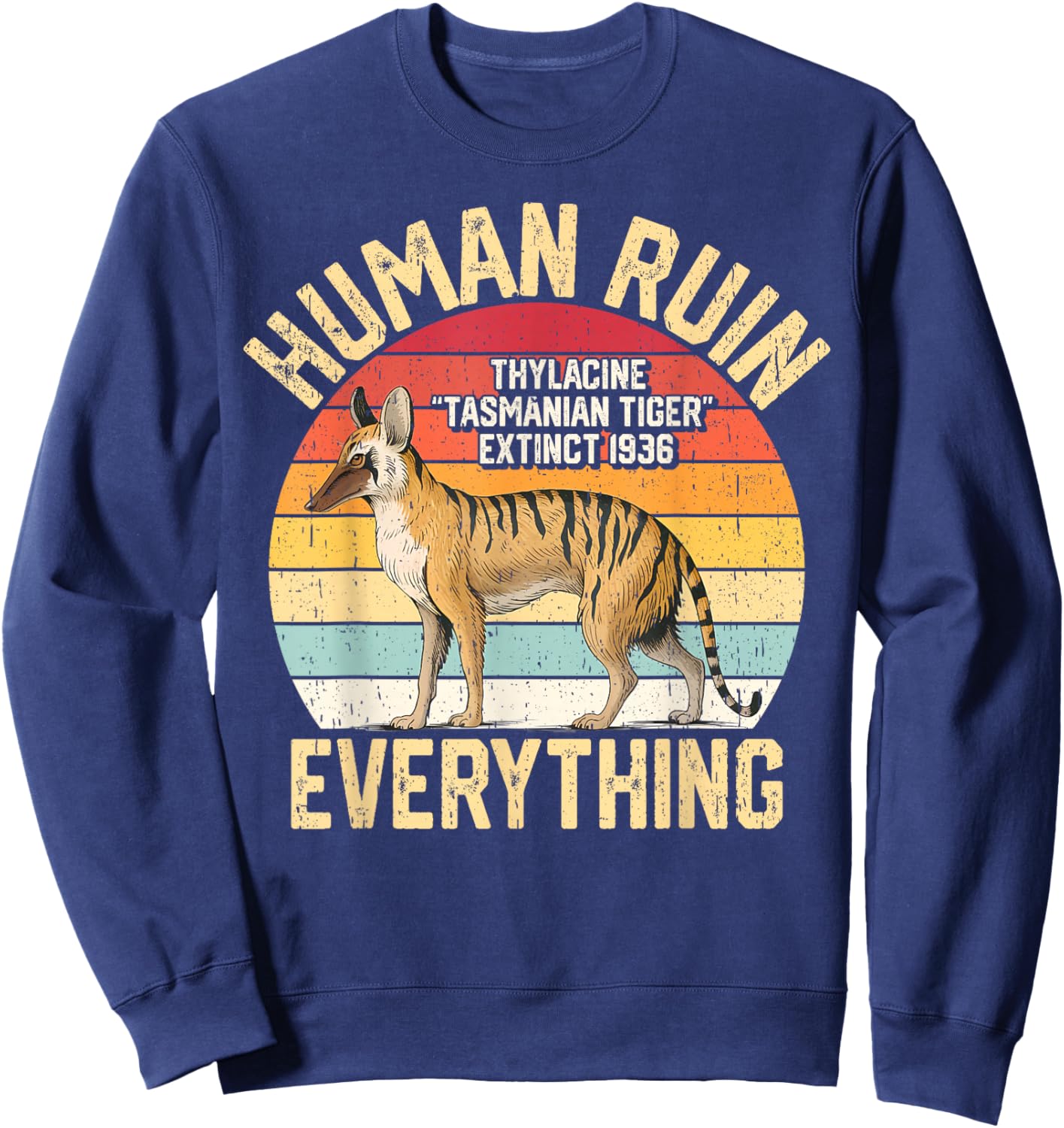 Tasmanian Tigers Thylacine Wolf Australian Extinct Sweatshirt - Sweatshirt | Navy
