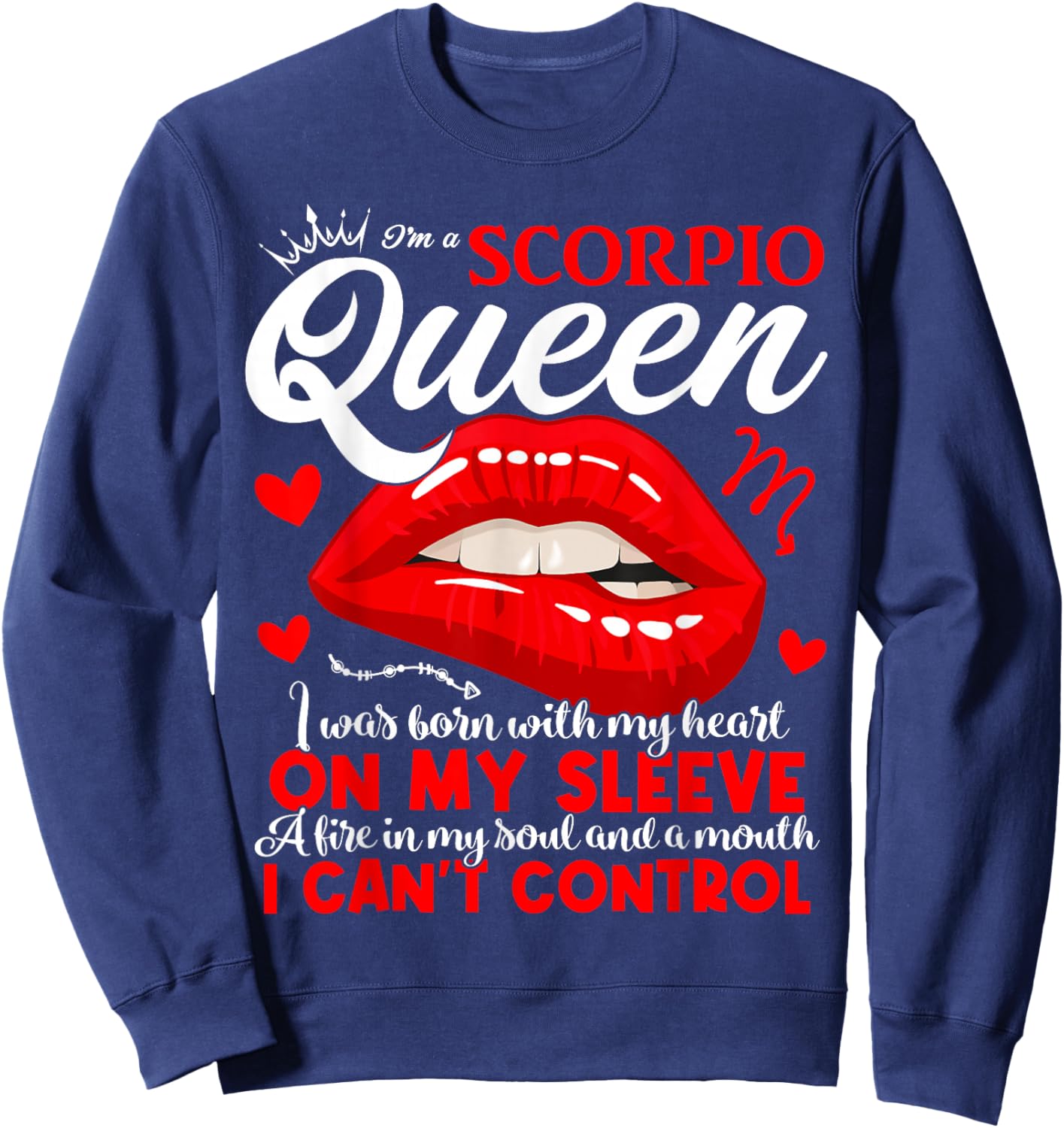 Scorpio Queen Scorpio Zodiac Sign Women Girls Lady Birthday Sweatshirt - Sweatshirt | Navy