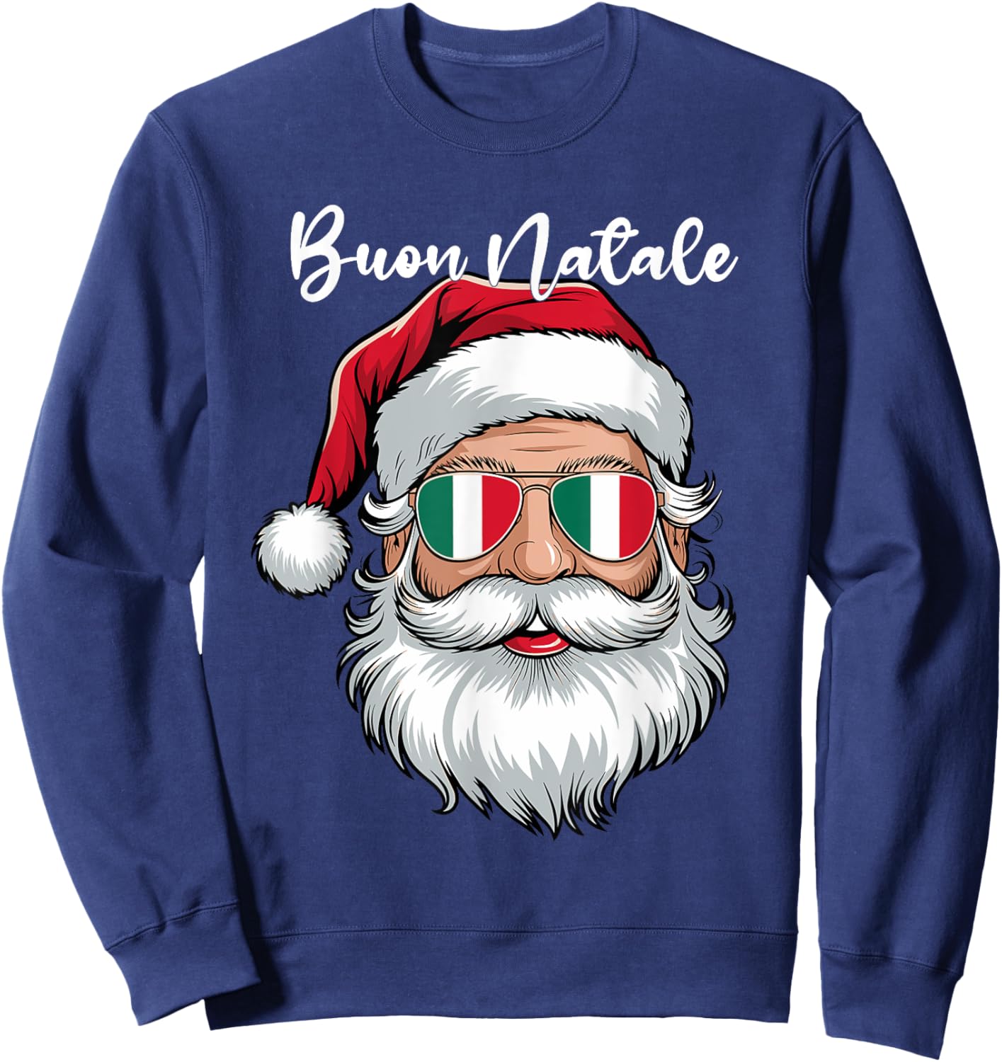 Buon Natale Italian Family Christmas, Italy Pride Holiday Sweatshirt - Sweatshirt | Navy