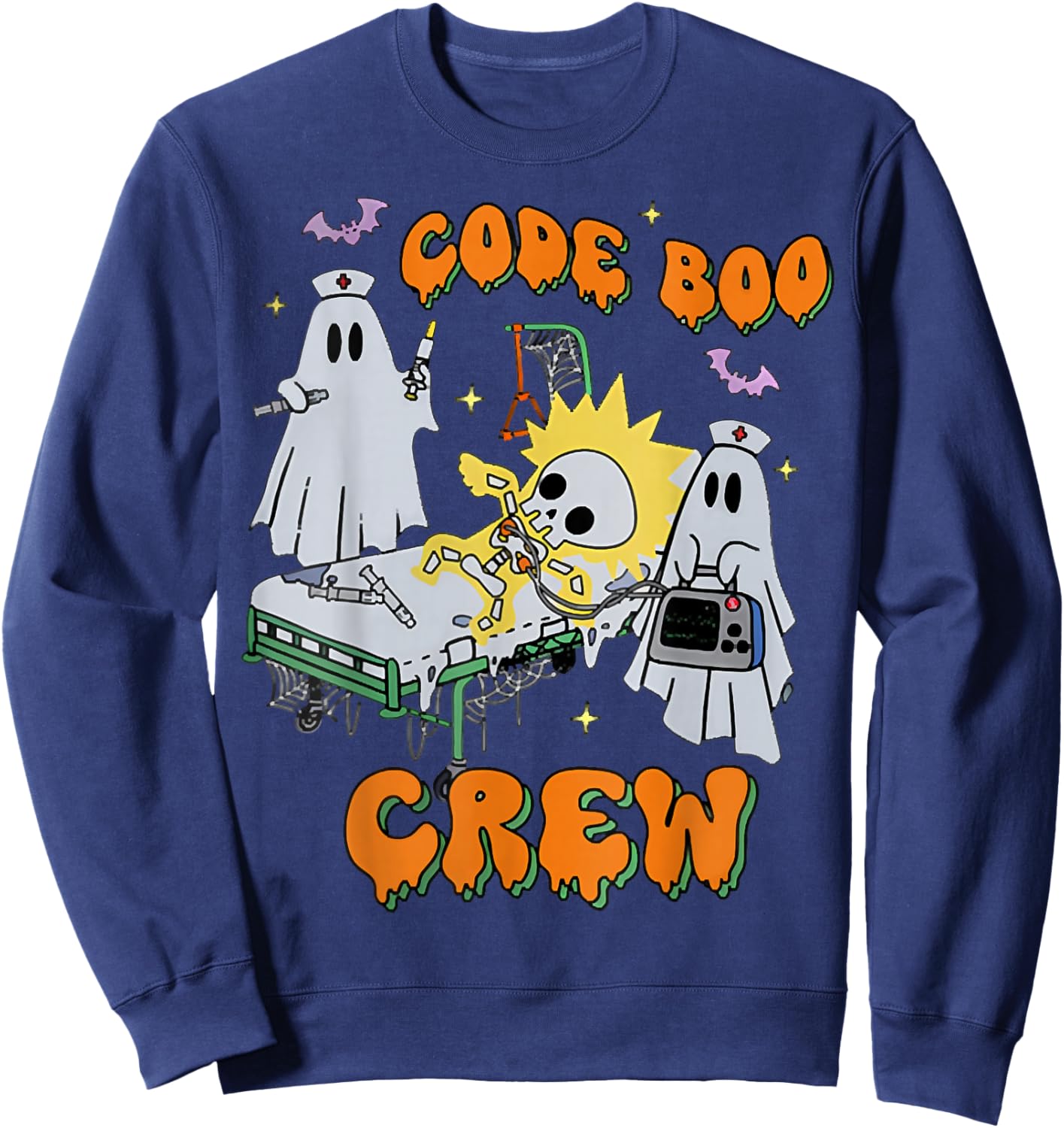 Code Boo Crew, Funny Ghost Nurse Halloween, Ghost ER Nurse Sweatshirt - Sweatshirt | Navy