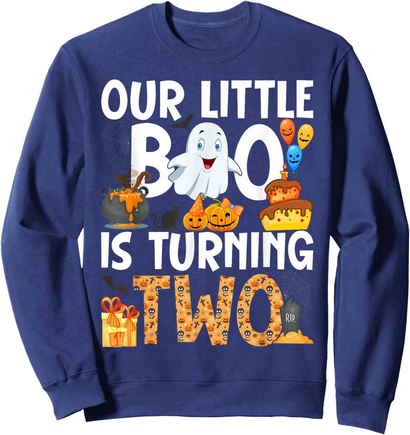 Our Little Boo Is Turning Two 2nd Birthday Outfit Girl Sweatshirt - Sweatshirt | Navy