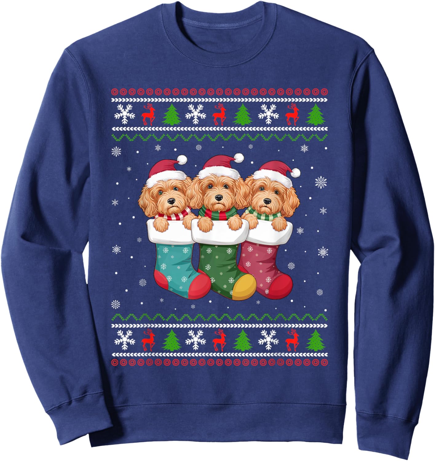 Ugly Xmas Sweater Cockapoo Dog In Christmas Socks Sweatshirt - Sweatshirt | Navy