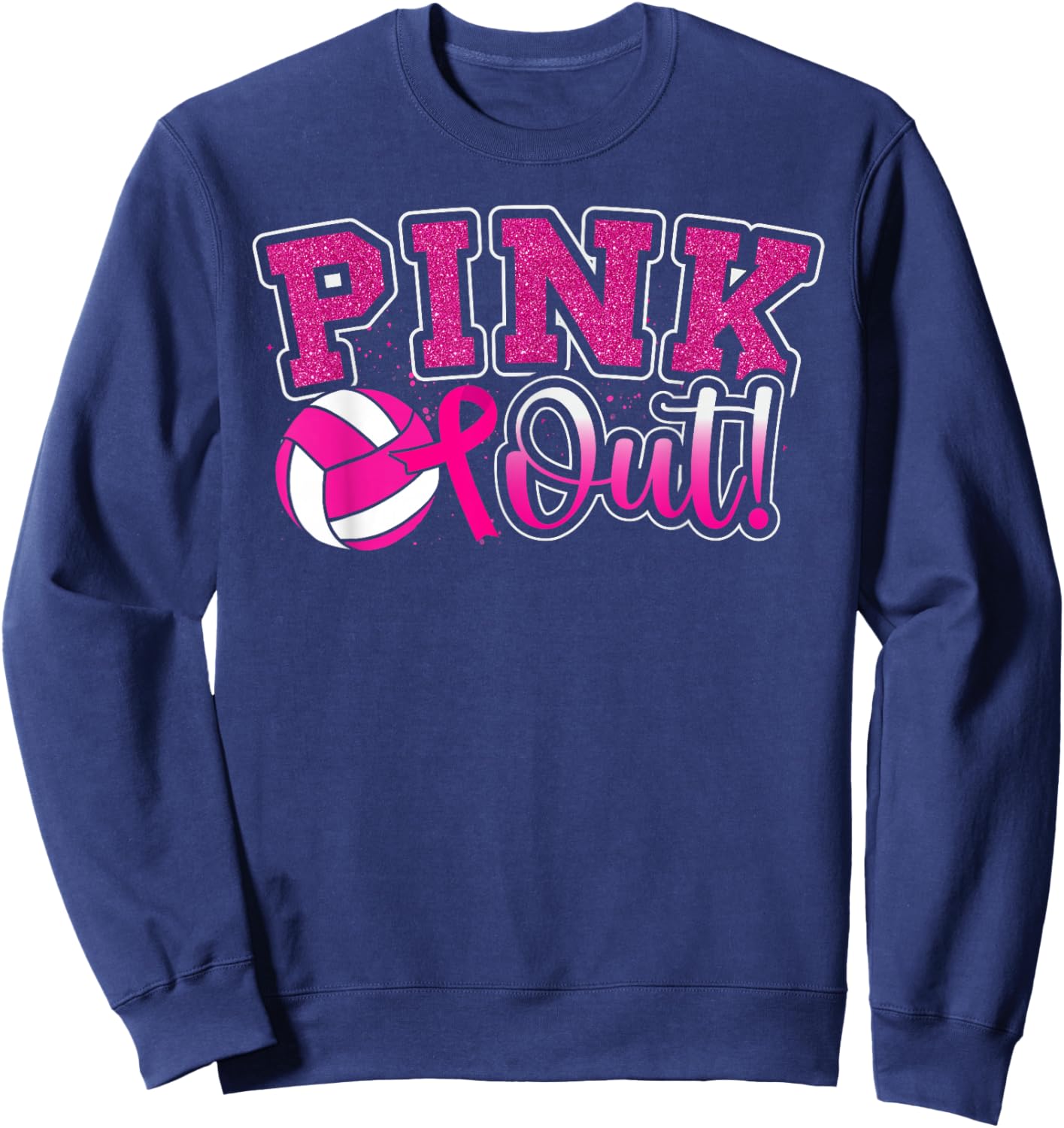 Pink Out Tackle Breast Cancer Awareness Volleyball Men Women Sweatshirt - Sweatshirt | Navy