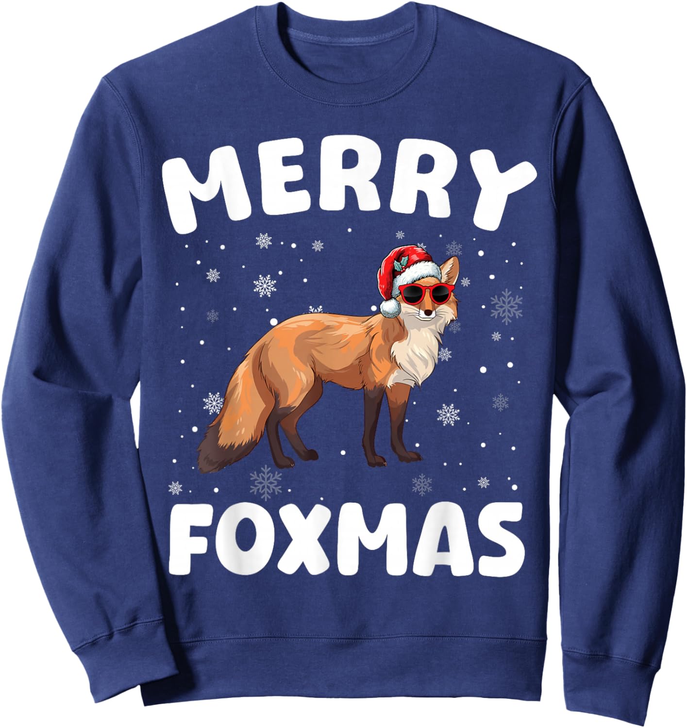 Merry Christmas Fox Merry Foxmas Funny Boy Girl Kids Sweatshirt - Sweatshirt | Navy