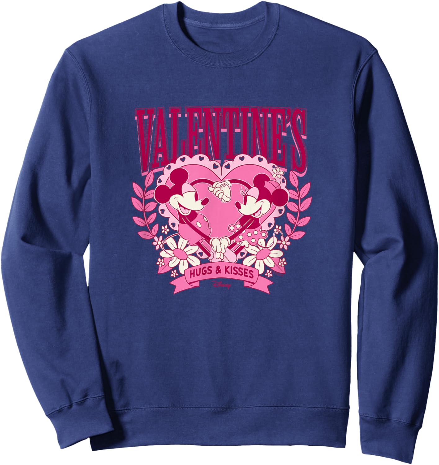 Mickey and Minnie Mouse Valentine's Day Heart Hugs & Kisses Sweatshirt - Sweatshirt | Navy