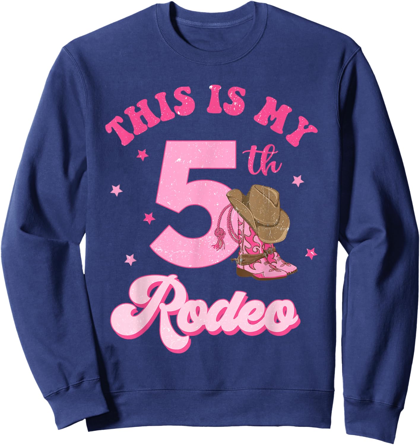 This Is My 5th Rodeo Western Cowgirl 5 Year Old Birthday Sweatshirt - Sweatshirt | Navy