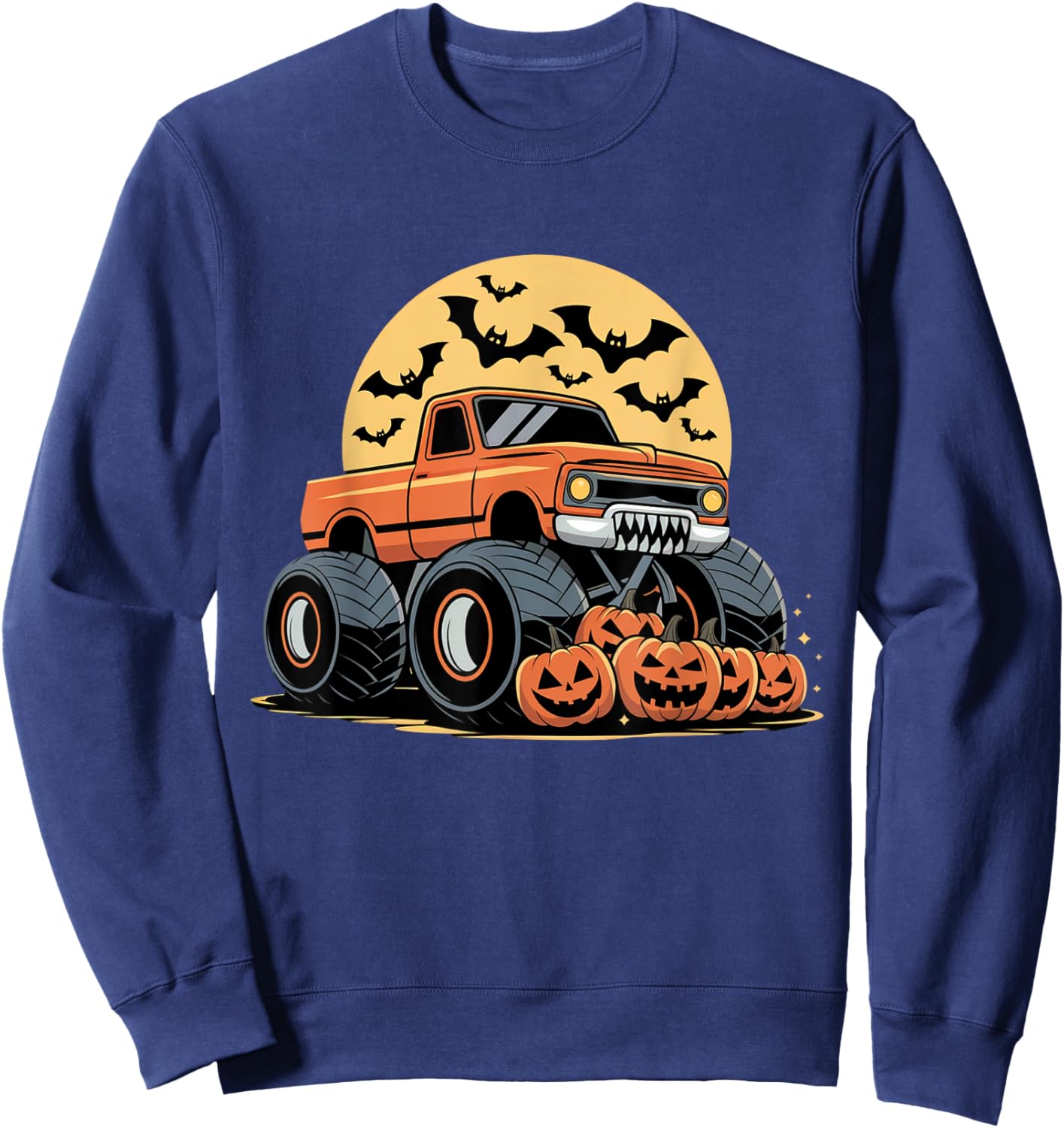 Halloween Shirts for Kids Boys Monster Truck Pumpkins Sweatshirt - Sweatshirt | Navy