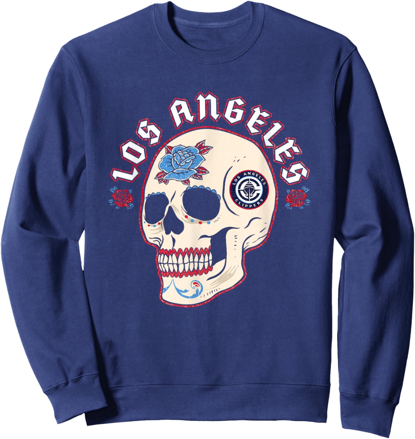 NBA Los Angeles Clippers Halloween Floral Skull Sweatshirt - Sweatshirt | Navy