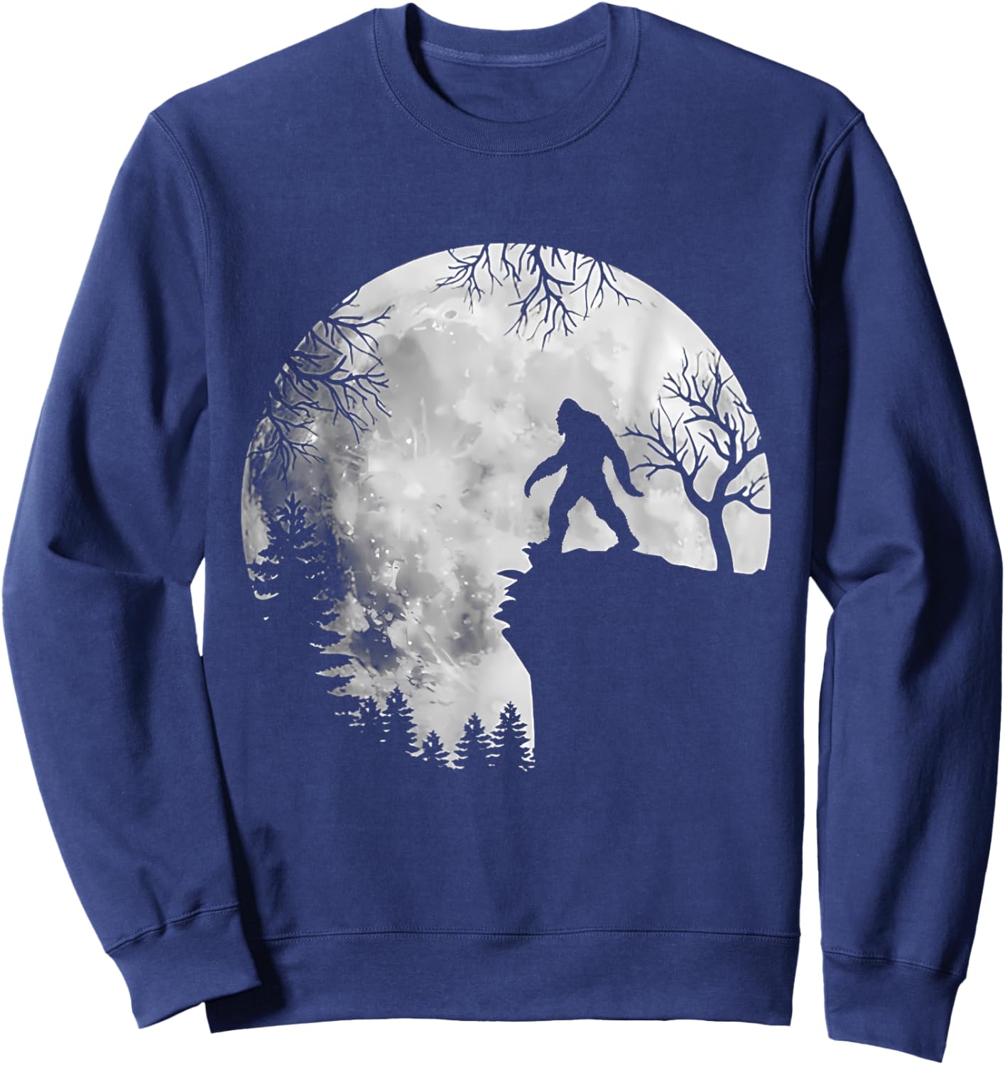 Bigfoot Sasquatch Full Moon In The Forest Women Kids Sweatshirt - Sweatshirt | Navy