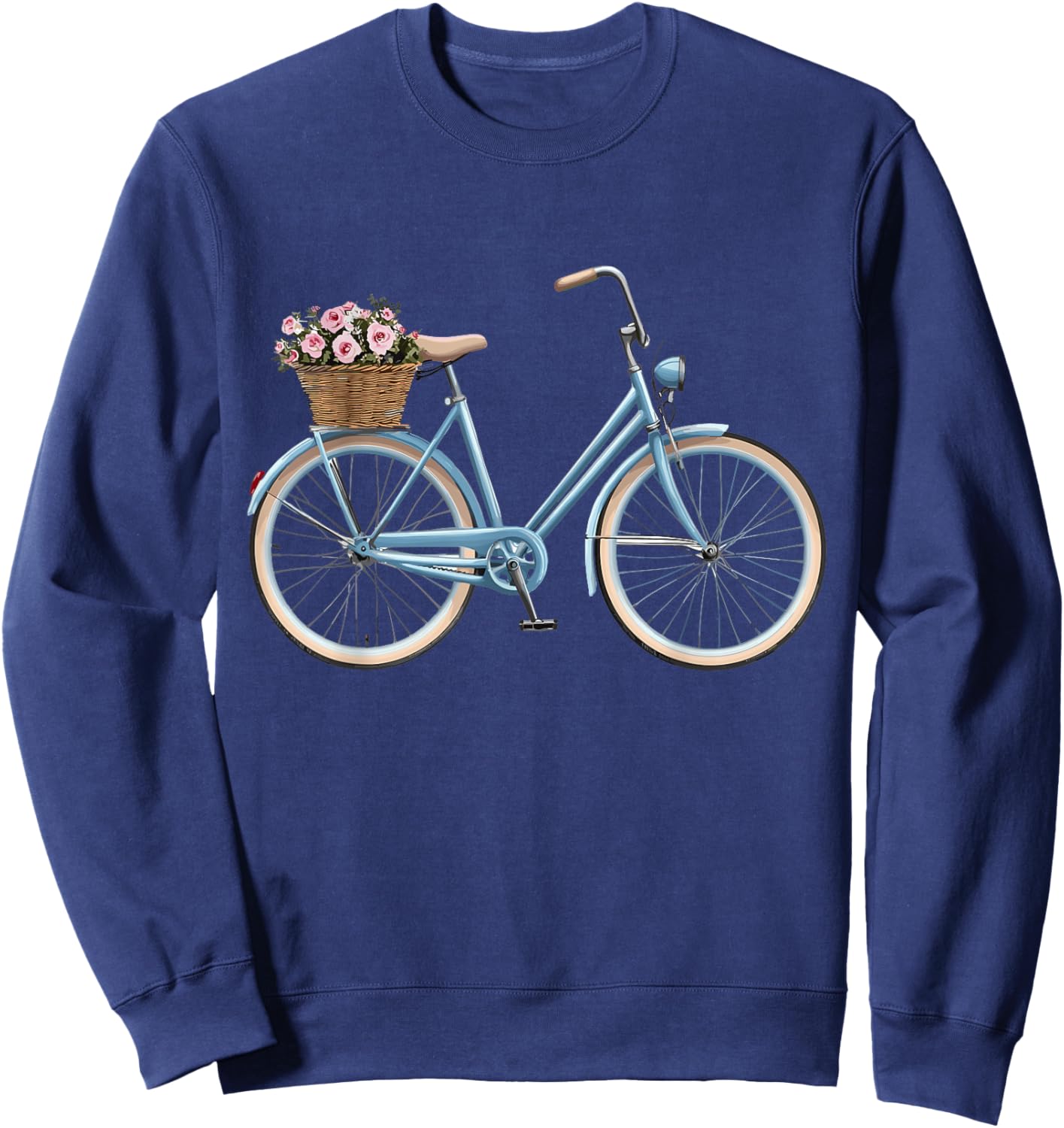 Bicycle with Basket of Flowers, Cyclist Sweatshirt - Sweatshirt | Navy