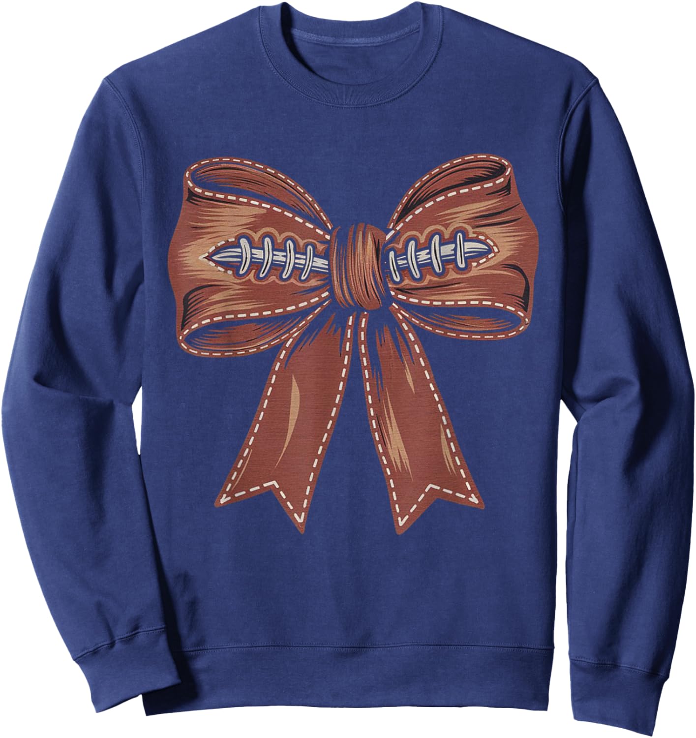 Coquette Bow Pumpkin American Football Autumn Thanksgiving Sweatshirt - Sweatshirt | Navy