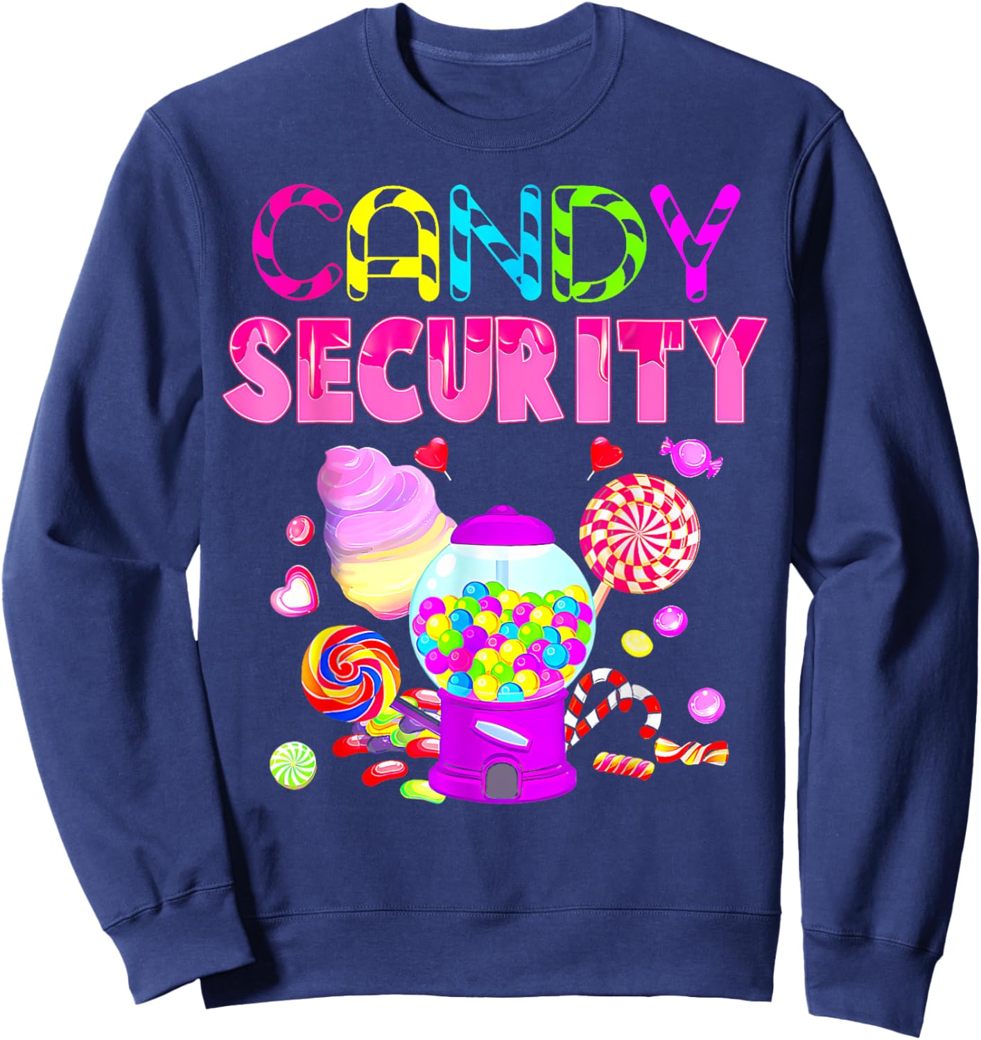 Candy Land Costume Women Candy Crew Funny Candy Security Sweatshirt - Sweatshirt | Navy