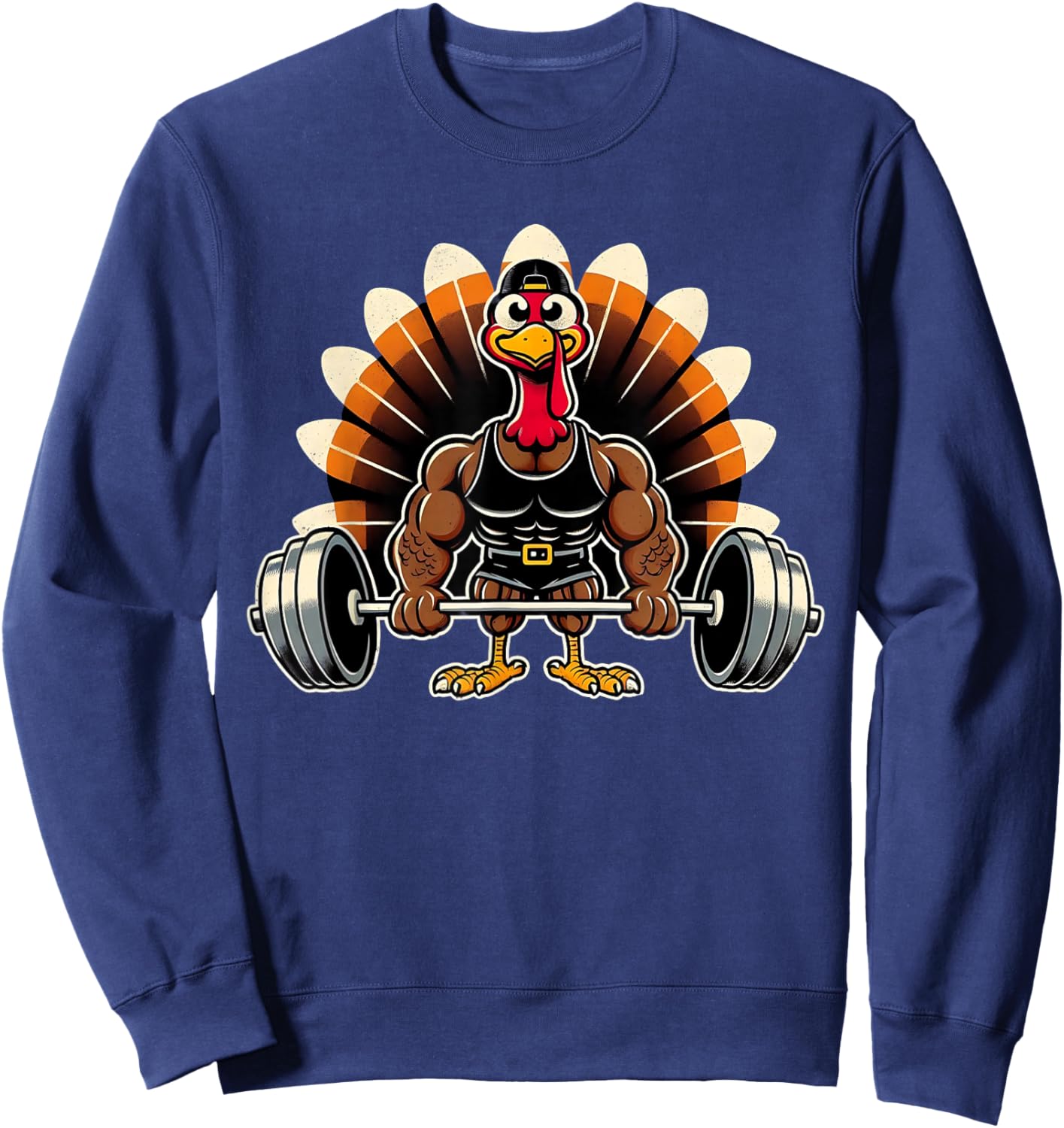 Thanksgiving Muscle Turkey Funny Leg Day Gym Body Builder Sweatshirt - Sweatshirt | Navy