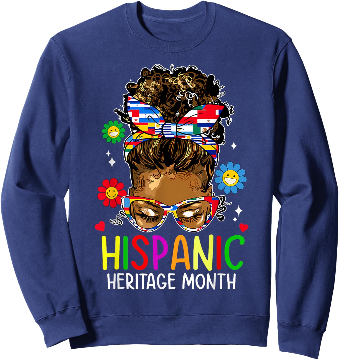Hispanic Heritage Month Shirt Latin Teacher Women Girls Kids Sweatshirt - Sweatshirt | Navy