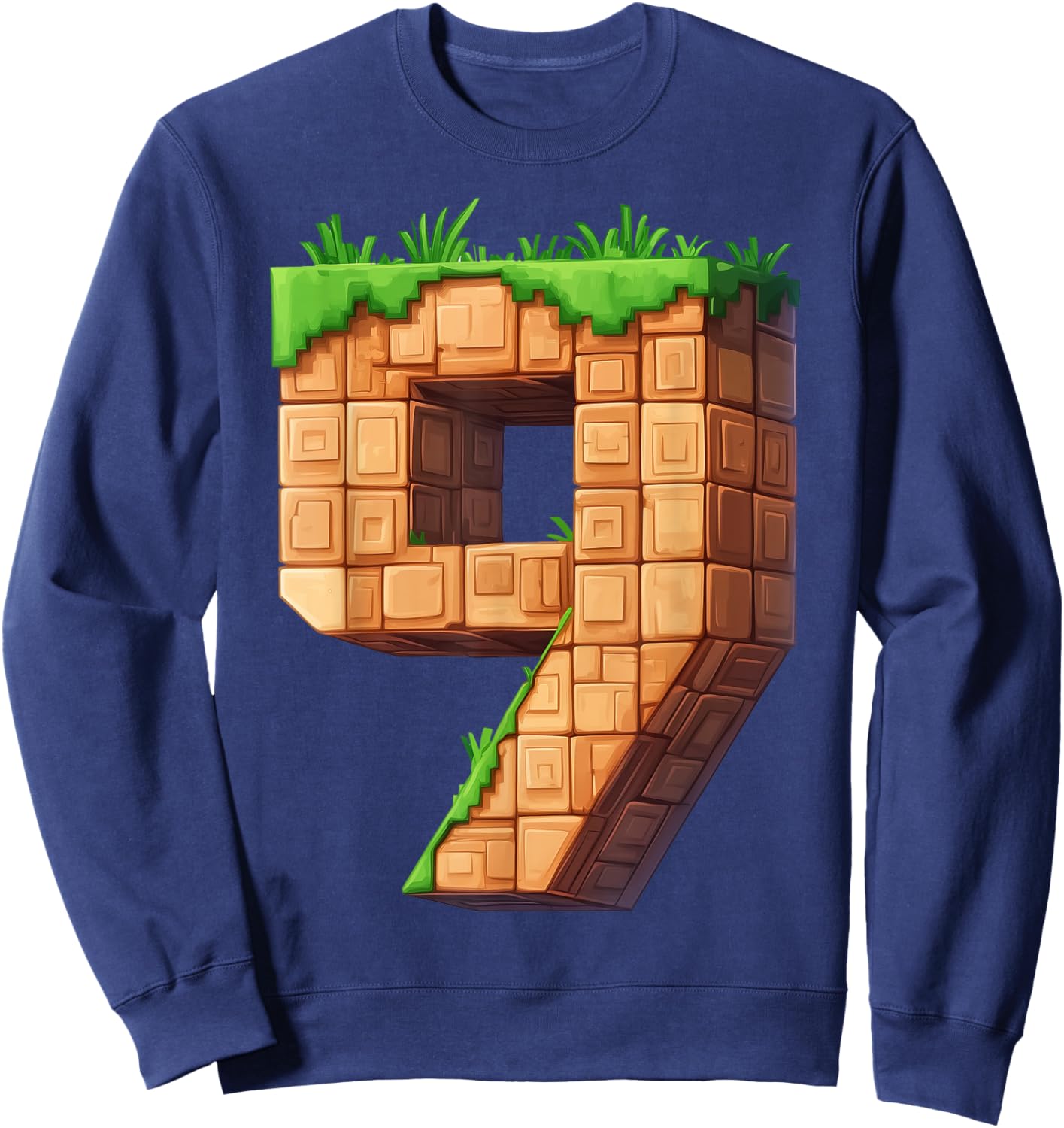 Fun 9th Birthday Number 9 Video Gamer Pixel Themed Bday Boys Sweatshirt - Sweatshirt | Navy