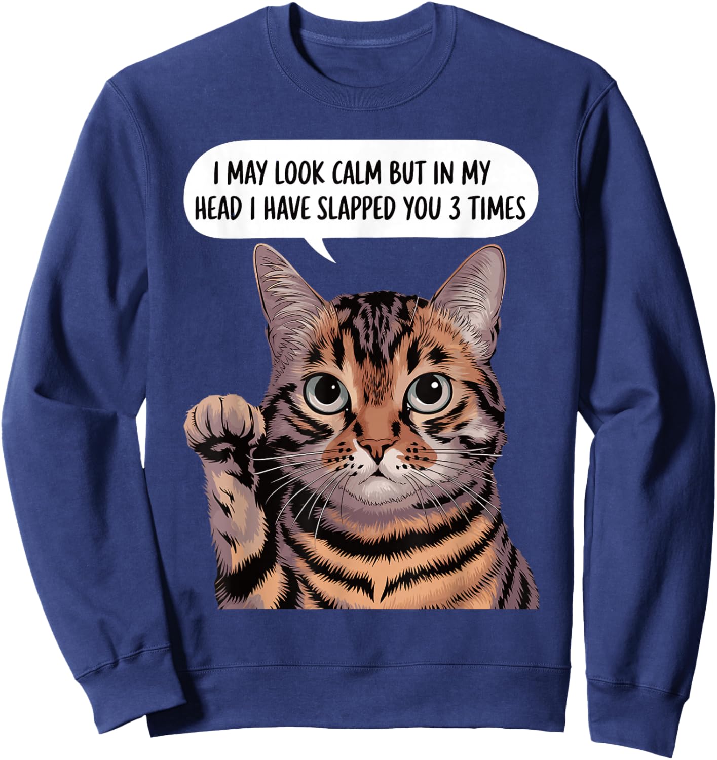 Love Cat Graphic Shirts Women Sweatshirt - Sweatshirt | Navy