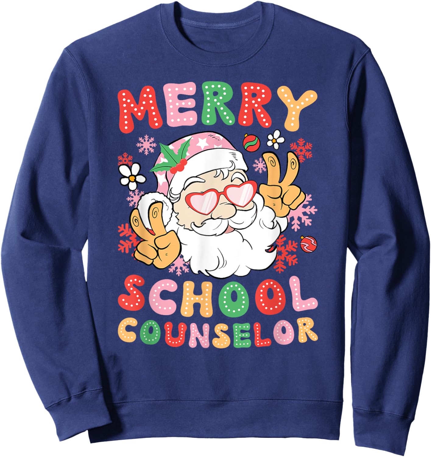 Merry School Counselor Christmas School Counseling Xmas Sweatshirt - Sweatshirt | Navy
