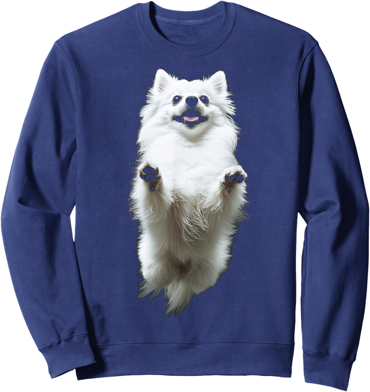 Pomeranian Dog Motif Pet Illustration Pomeranian Sweatshirt - Sweatshirt | Navy