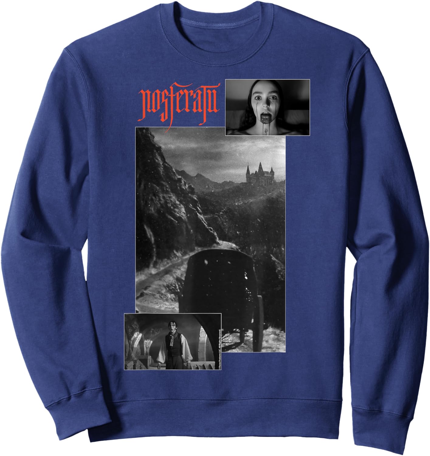 Nosferatu , Black, Small, Short Sleeve, Classic Fit, Horror Movie Graphic, Polyester Sweatshirt - Sweatshirt | Navy