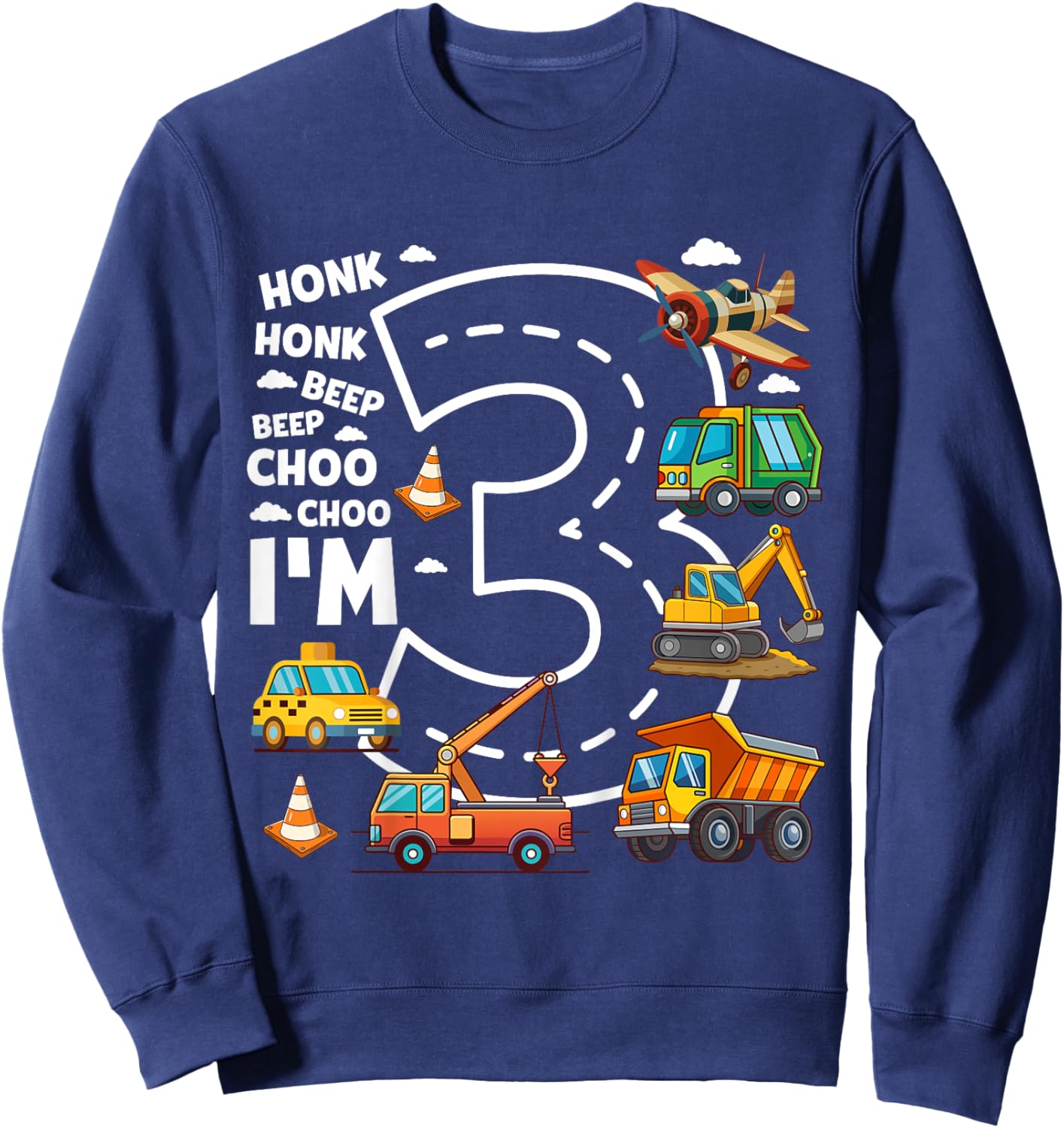 Kids 3 Year Old Transportation Birthday Boy 3rd Toddler Truck Car Sweatshirt - Sweatshirt | Navy
