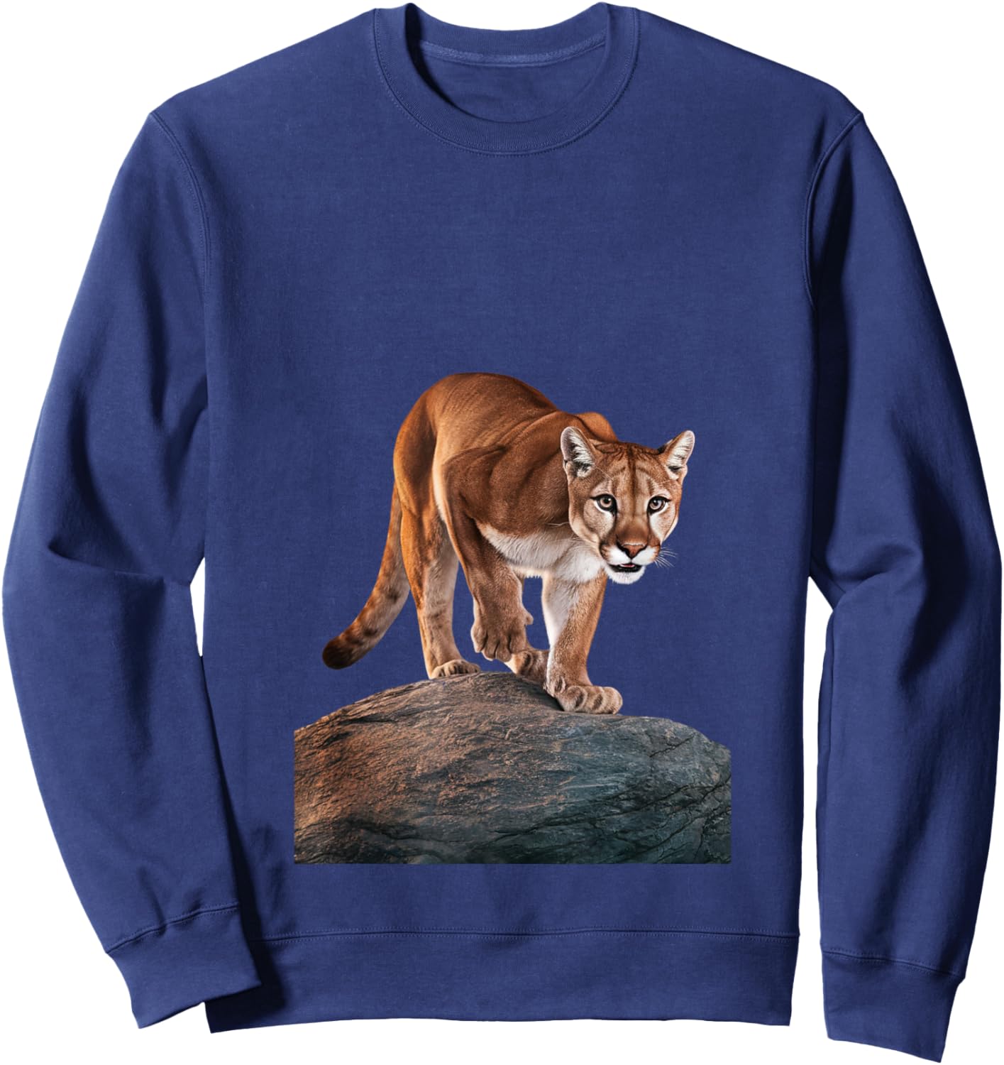 Mountain Lion on The Hunt and About to Pounce Sweatshirt - Sweatshirt | Navy