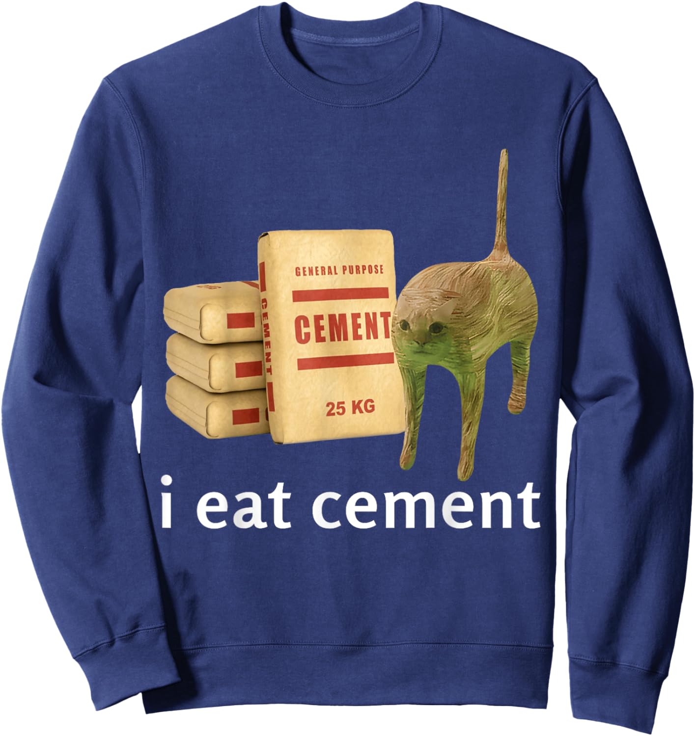 I Eat Cement Cat Shirt Kids Funny Dank Cat Meme Sweatshirt - Sweatshirt | Navy