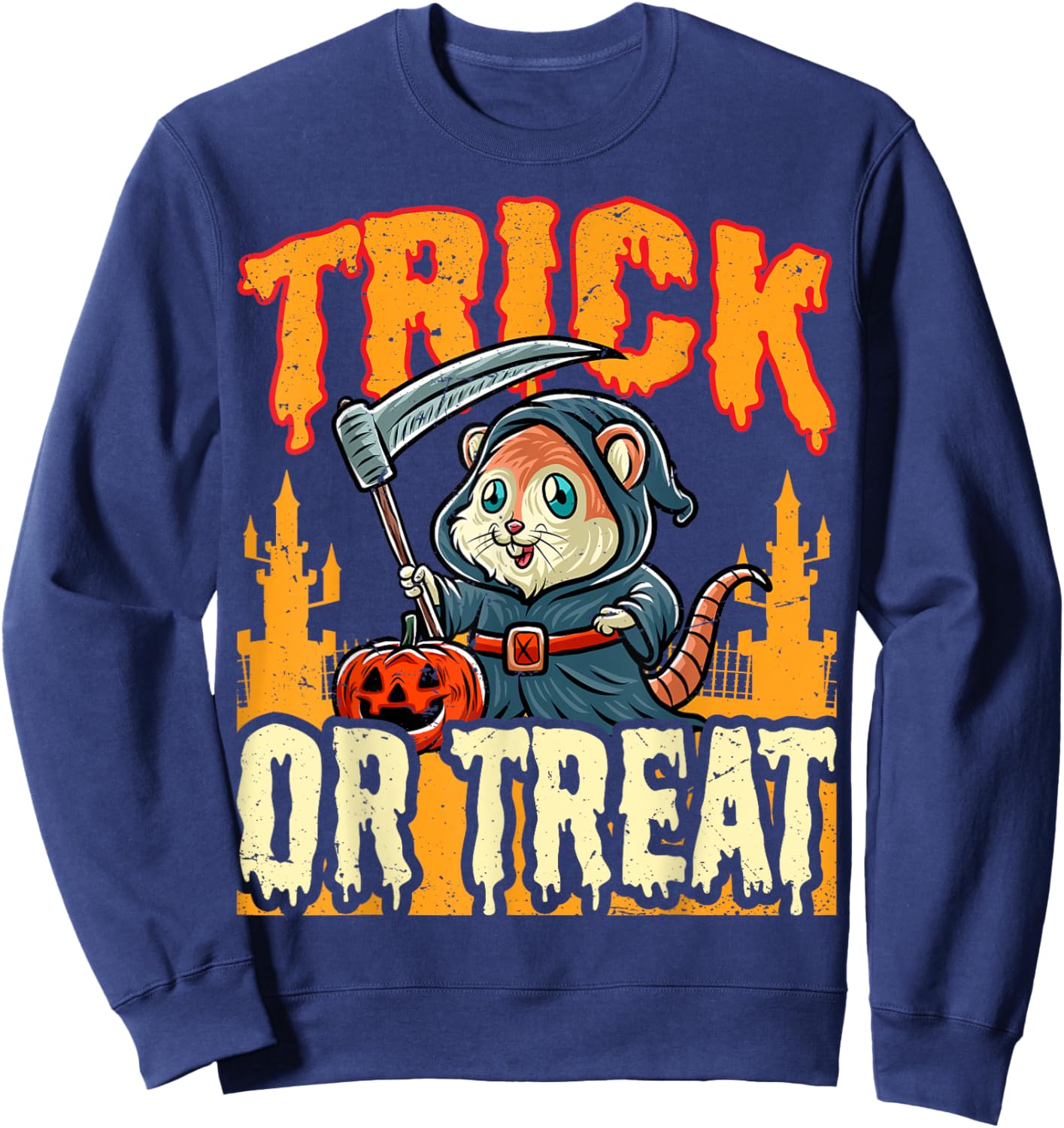 Hamster Boo Grim Reaper Trick Or Treat Halloween Costume Sweatshirt - Sweatshirt | Navy