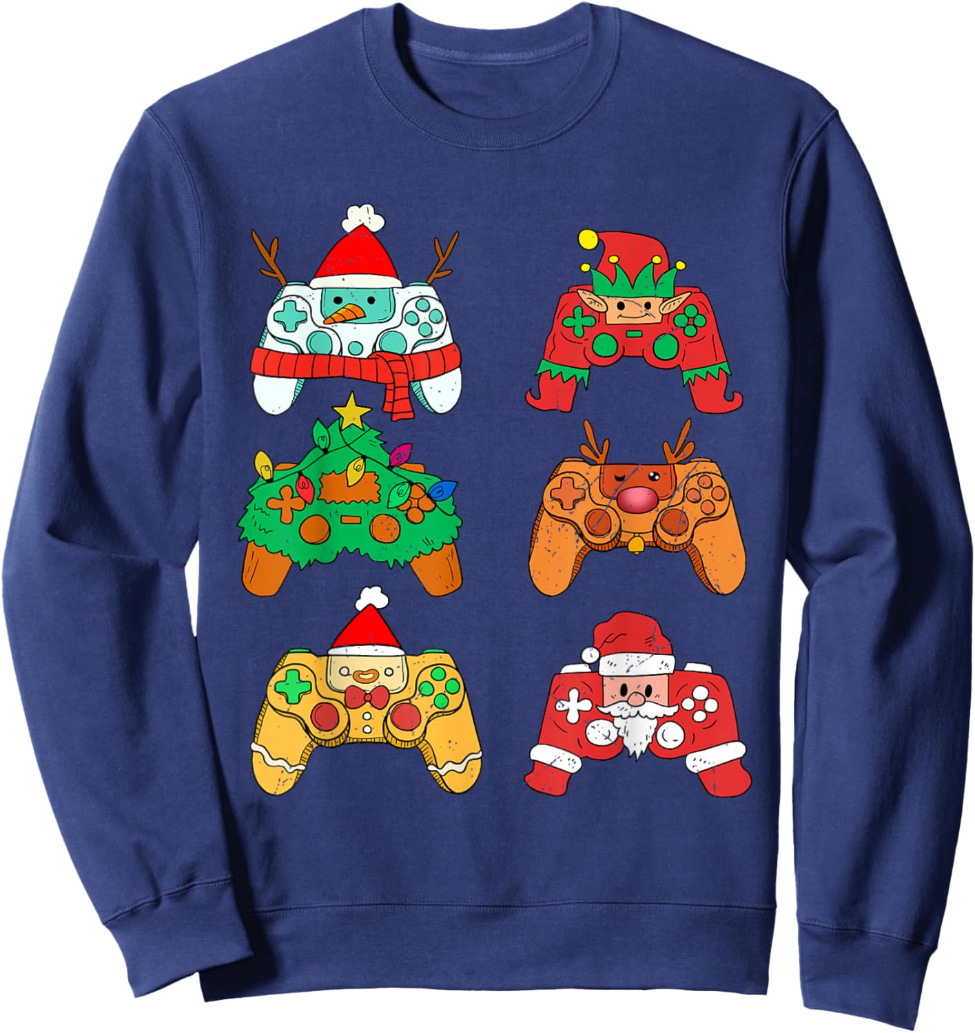 Video Game Christmas Santa Elf Gaming Controllers Gamer Boys Sweatshirt - Sweatshirt | Navy