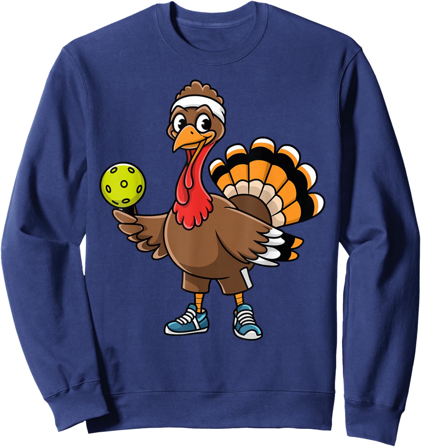 Dabbing Pickleball Turkey Funny Thanksgiving Pickleball Sweatshirt - Sweatshirt | Navy