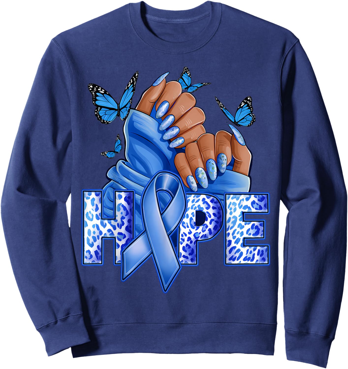Hope Diabetes Type 1 Ribbon Type 2 Diabetes Awareness Women Sweatshirt - Sweatshirt | Navy
