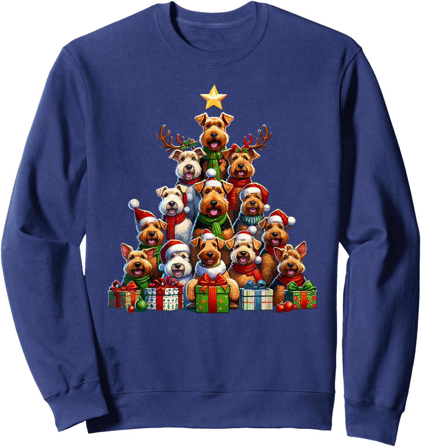 Christmas Tree Welsh Terrier Sweatshirt - Sweatshirt | Navy