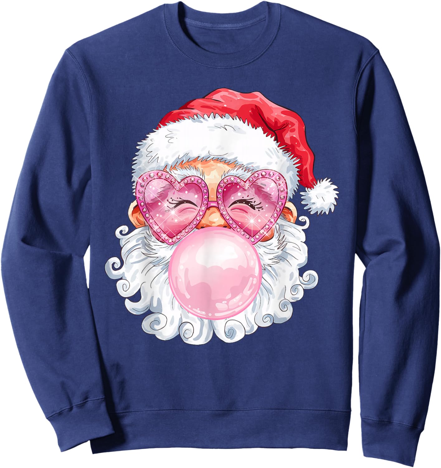 Vintage Groovy Santa Claus Christmas Vibes Kids Girls Sweatshirt - Sweatshirt | Navy