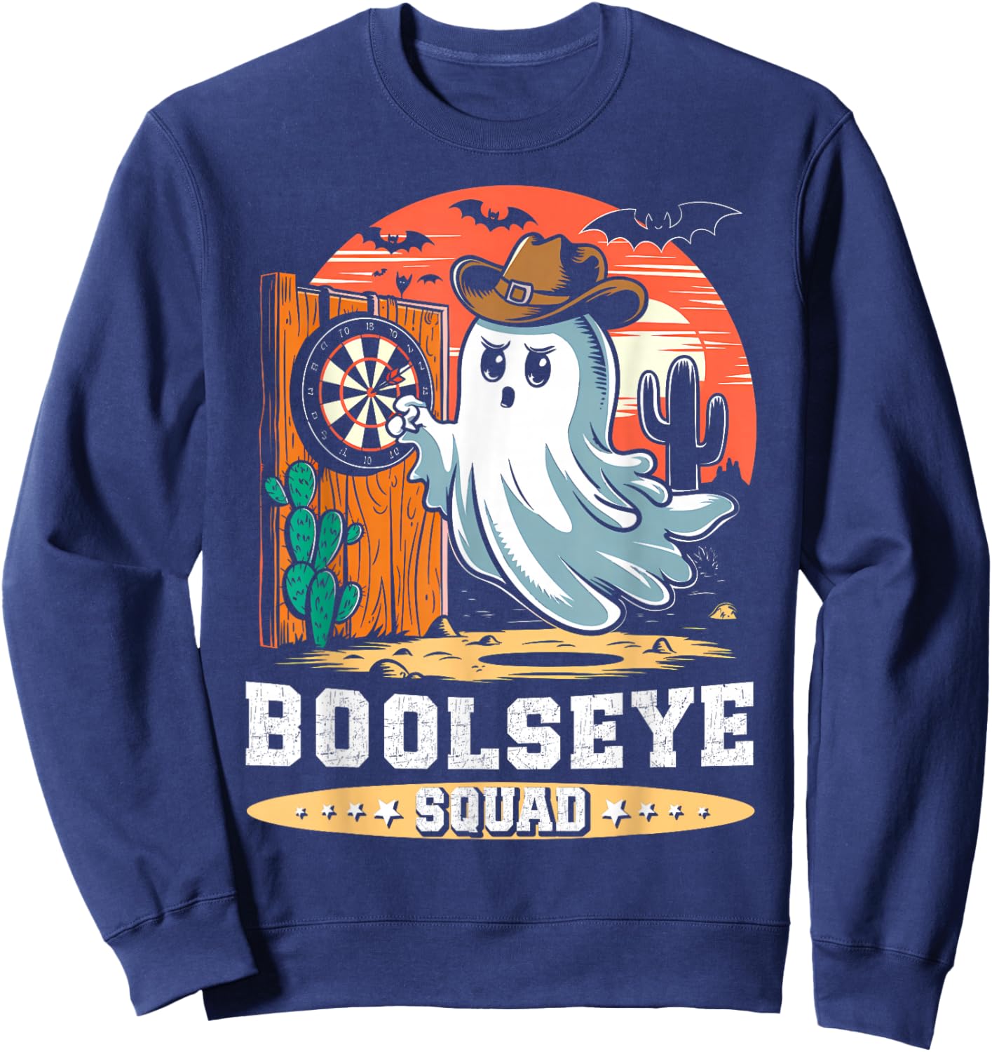 Boolseye Squad Halloween Darts Ghost Bullseye Player Darts Sweatshirt - Sweatshirt | Navy
