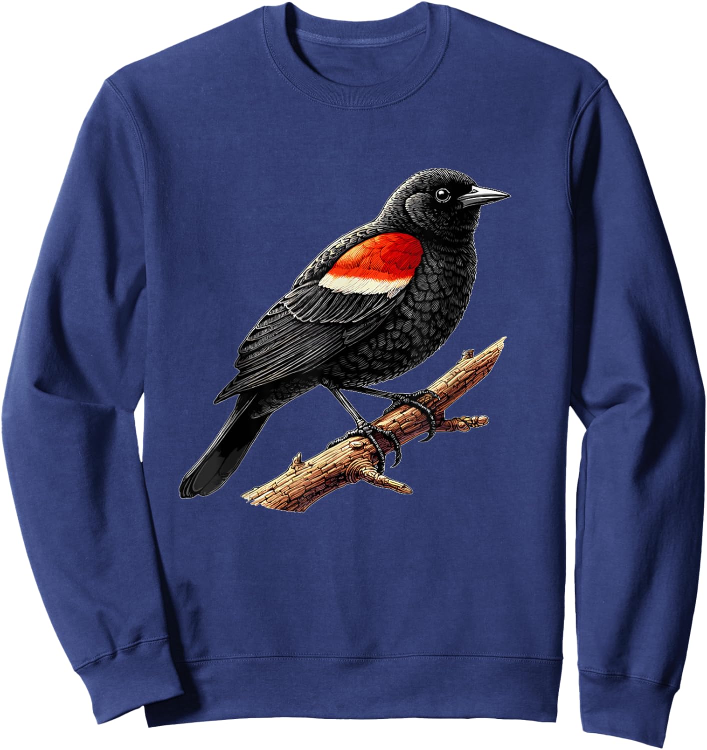 Red-Winged Black Bird, Birdwatching, Red Winged Blackbird Sweatshirt - Sweatshirt | Navy