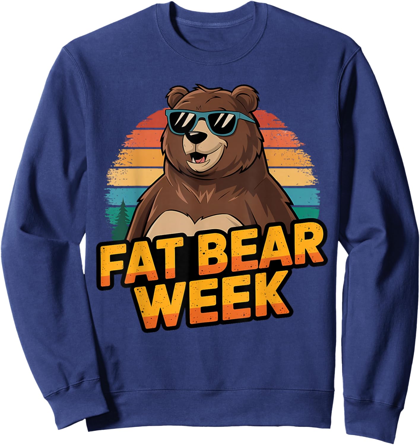 Fat Bear Week Retro Bear Sunglasses Nature Lovers Sweatshirt - Sweatshirt | Navy