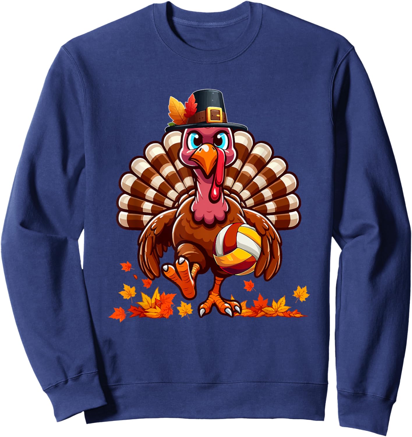 Turkey Thanksgiving Volleyball Equipment Matching Player Sweatshirt - Sweatshirt | Navy
