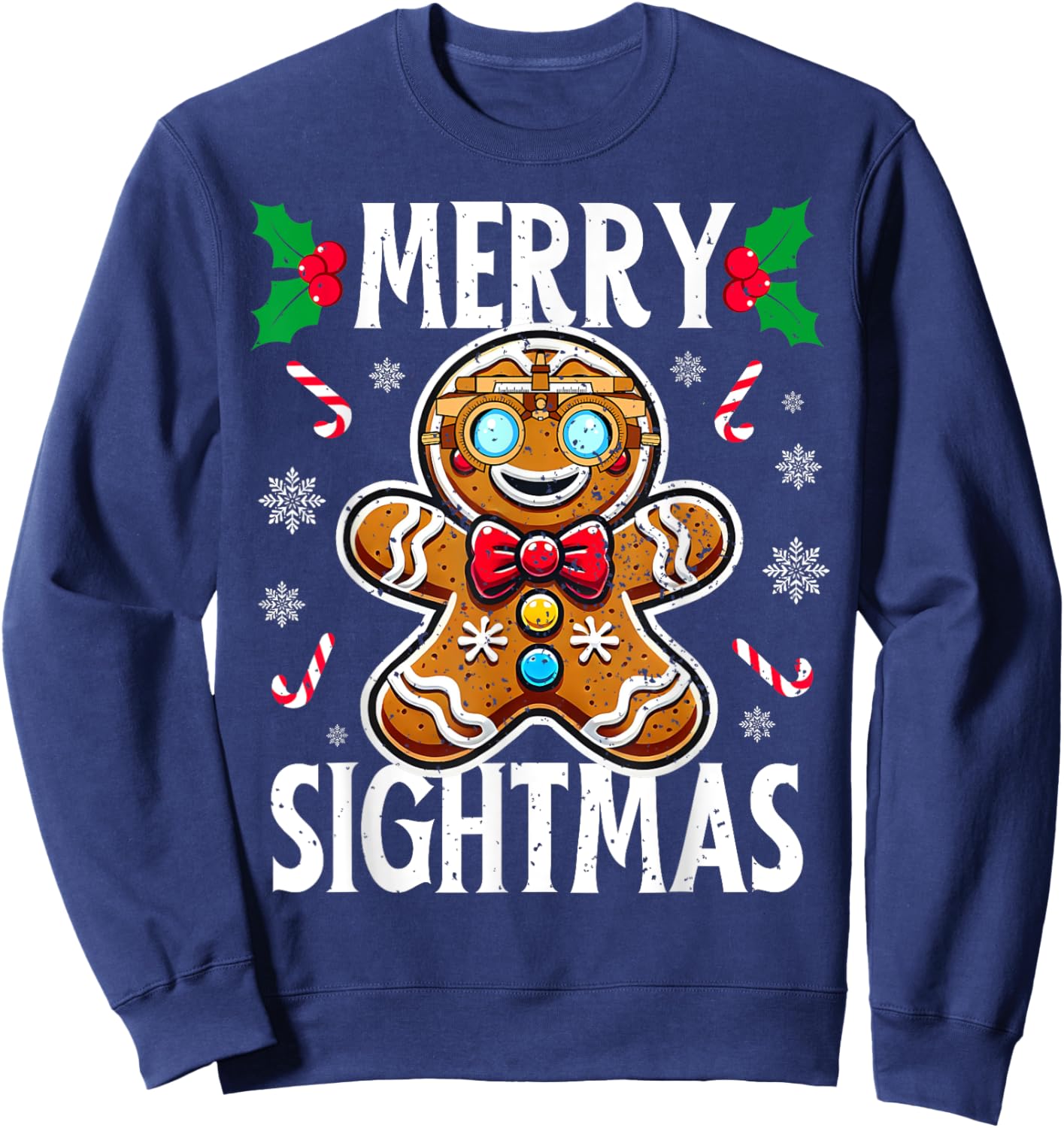 Merry Sightmas Gingerbread Eye Doctor Optometry Christmas Sweatshirt - Sweatshirt | Navy
