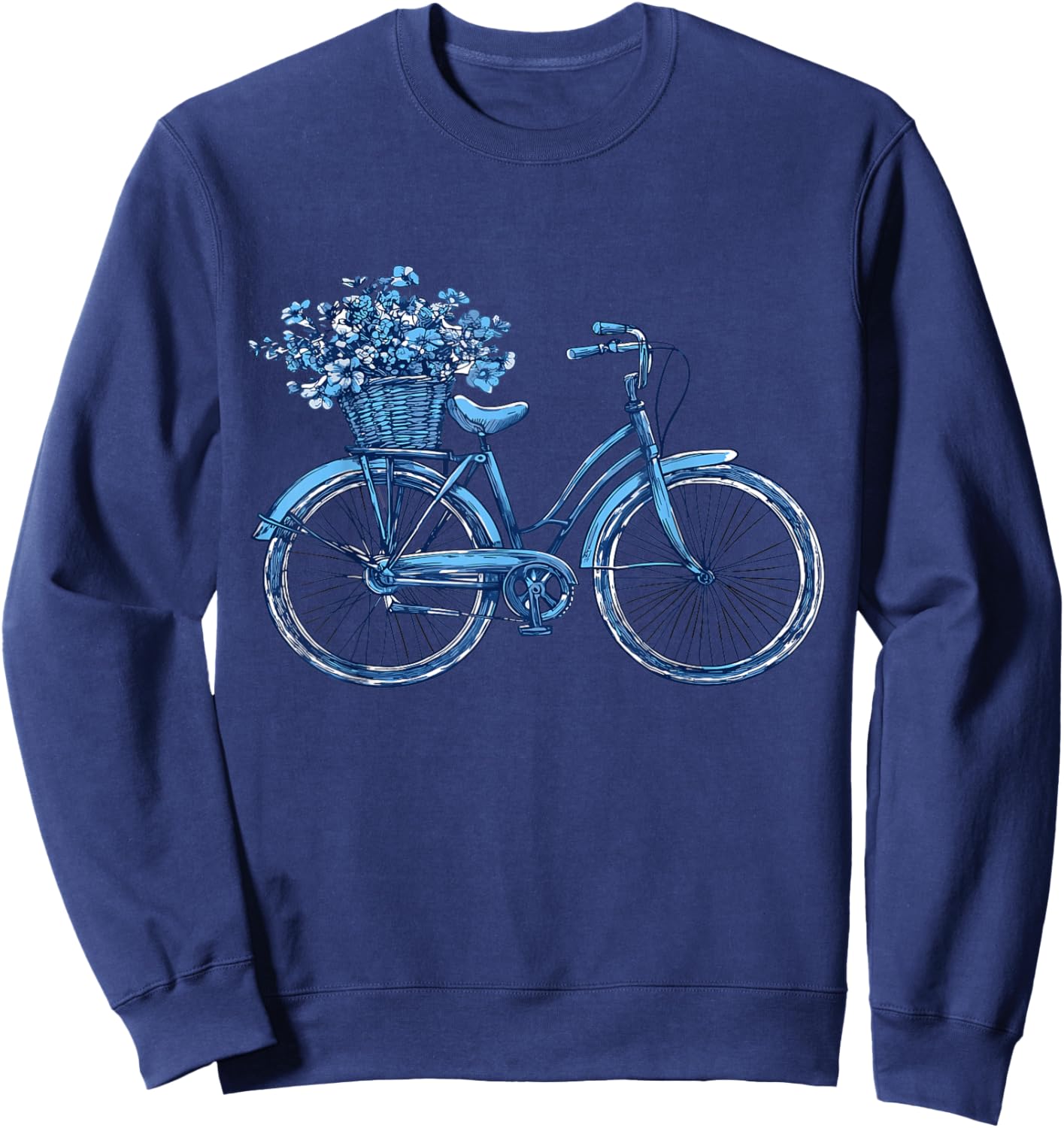 Bicycle with Basket of Flowers, Cyclist Sweatshirt - Sweatshirt | Navy