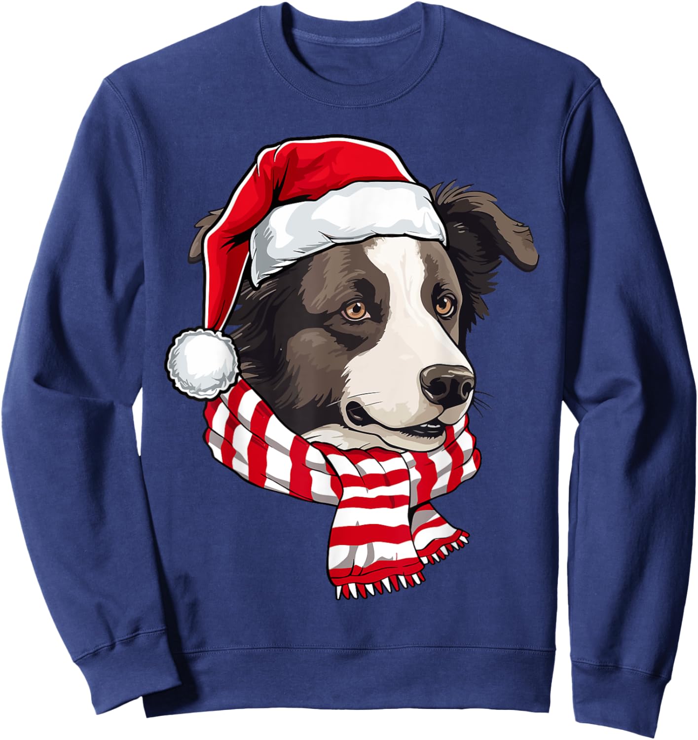 Santa Border Collie Christmas Dog Lover Men Women Kids Sweatshirt - Sweatshirt | Navy
