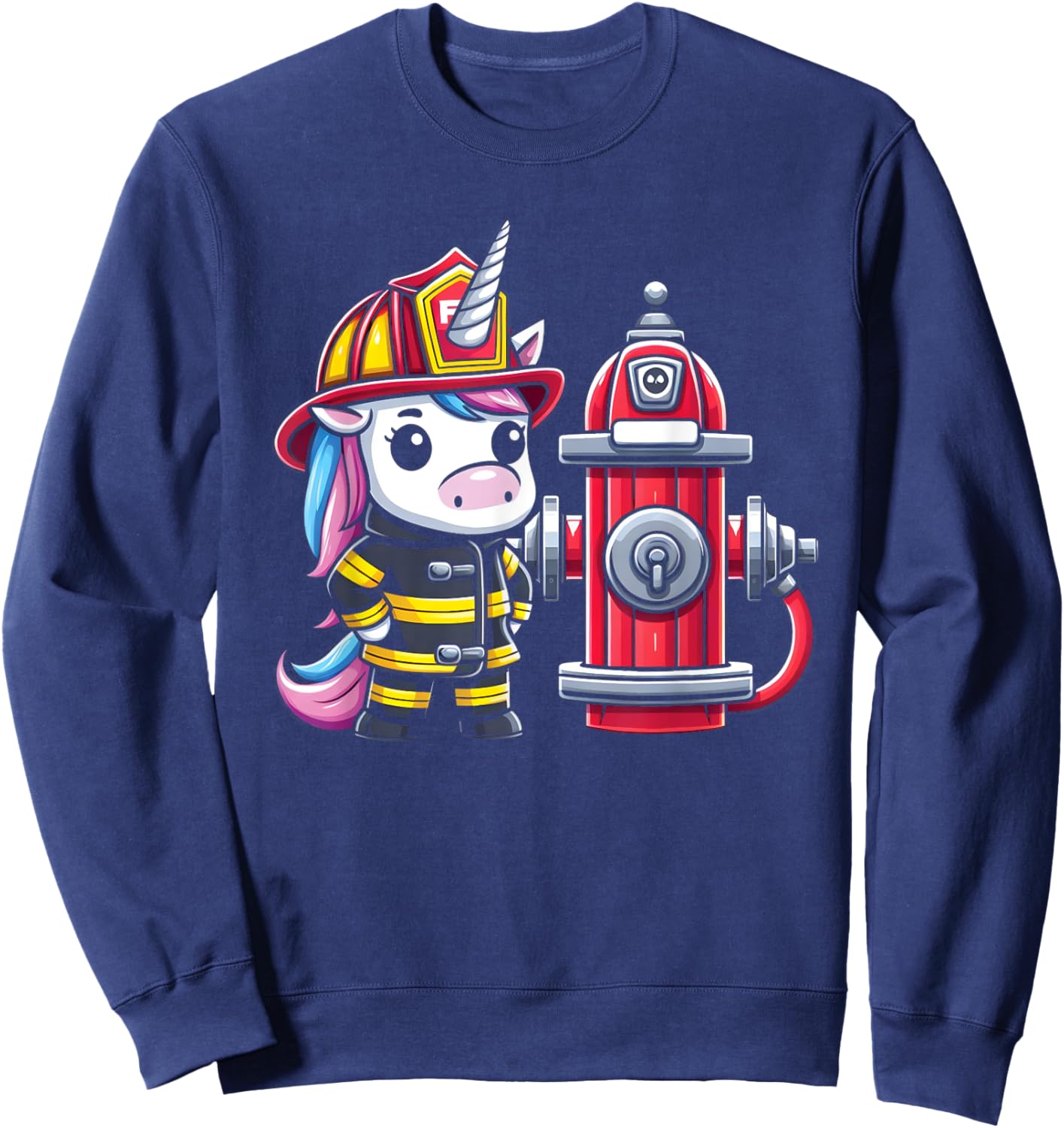 Firefighter Unicorn Fire Hydrant Fireman Kids Firefighting Sweatshirt - Sweatshirt | Navy