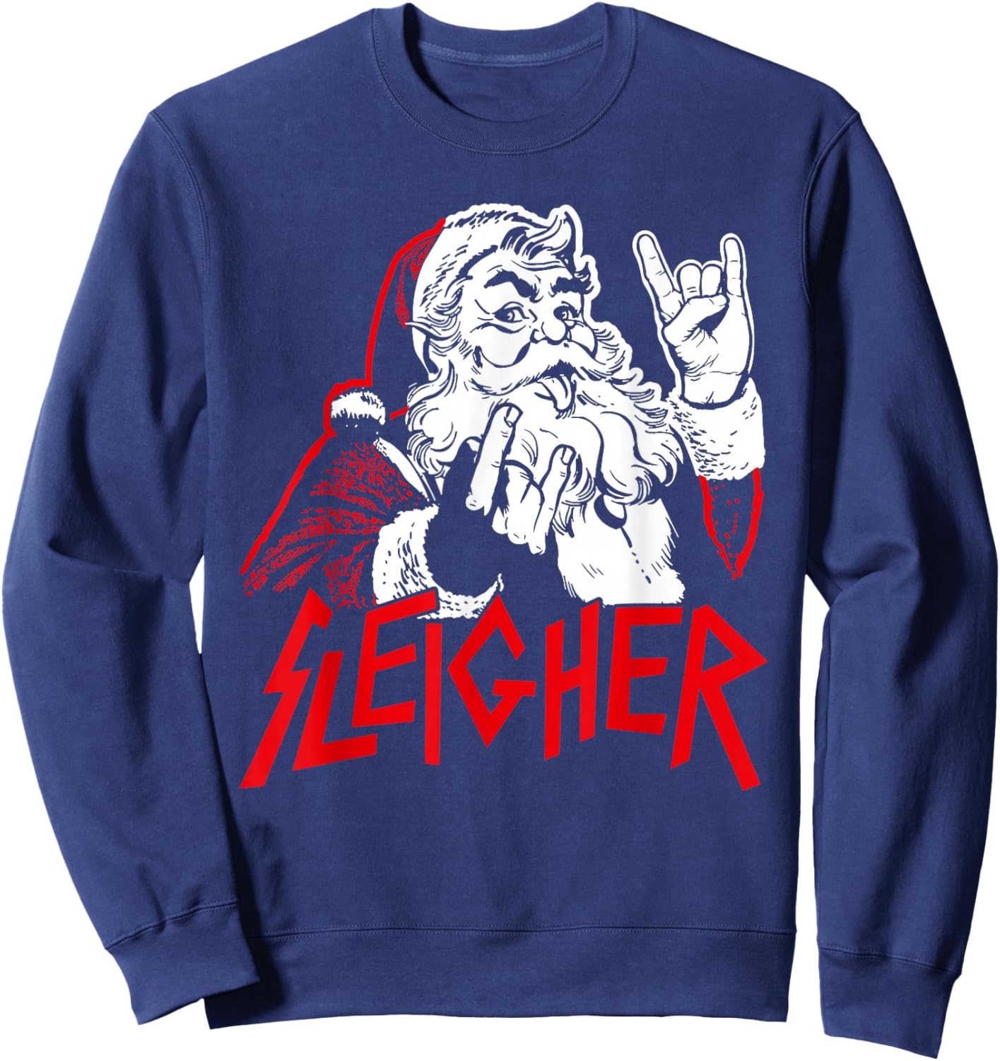Christmas Sleigher Santa Rock Xmas Rocker Men Women Kids Boy Sweatshirt - Sweatshirt | Navy