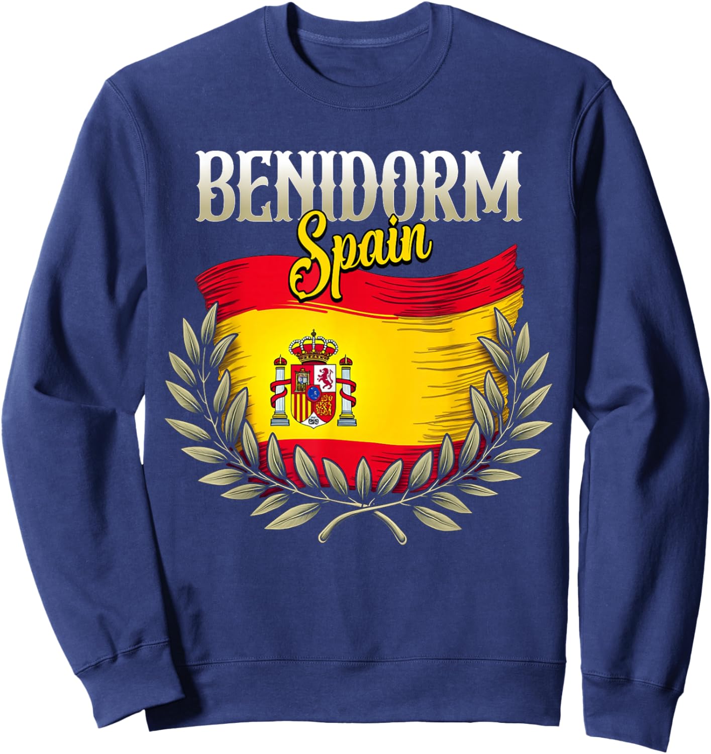 Benidorm Spain Flag Spanish City Benidorm Vacation Travel Sweatshirt - Sweatshirt | Navy