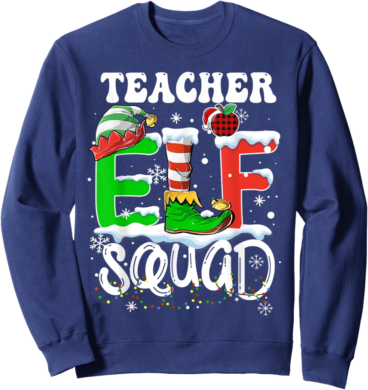 Teacher ELF Squad Funny Christmas ELF Kids Teacher Group Sweatshirt - Sweatshirt | Navy