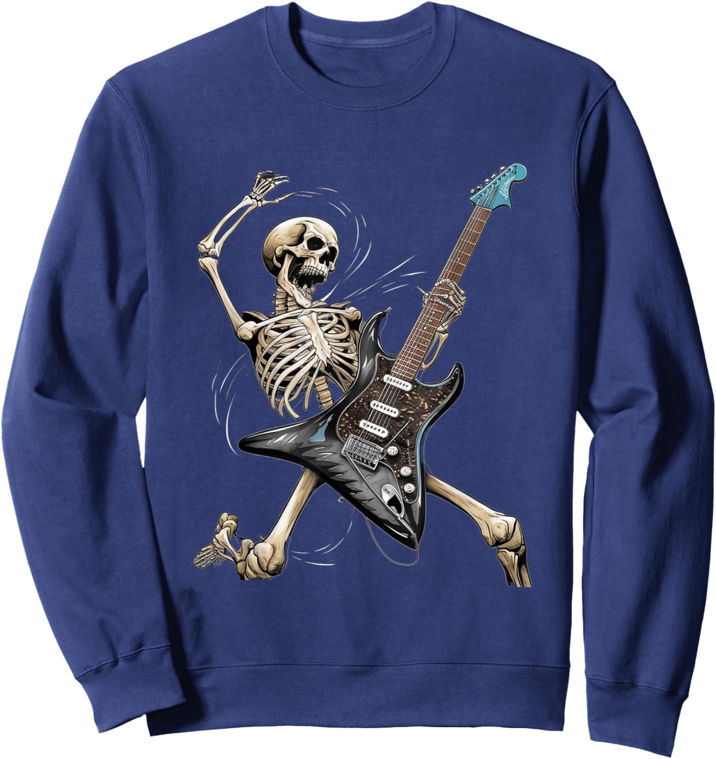 Rock Skeleton Halloween Funny Music Guitar Men Women Kids Sweatshirt - Sweatshirt | Navy