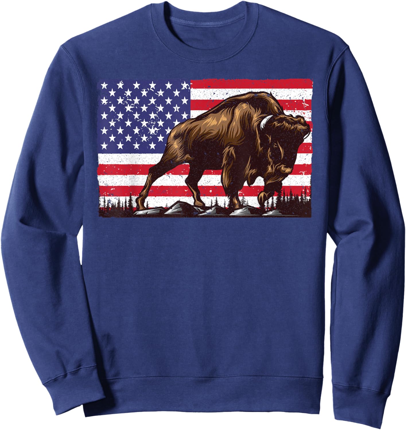 Cool Bison Design Women Kids Buffalo Bison Lovers Sweatshirt - Sweatshirt | Navy